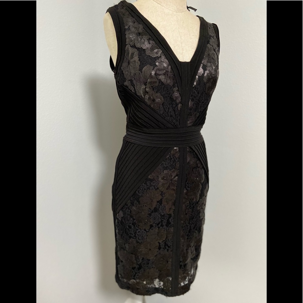 Calvin Klein sequin lace black stretch cocktail dress size 4